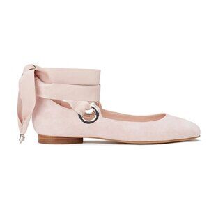 Avec Les Filles Womens 9 Miri Lace Up Velvet Pink Ballet Shoes